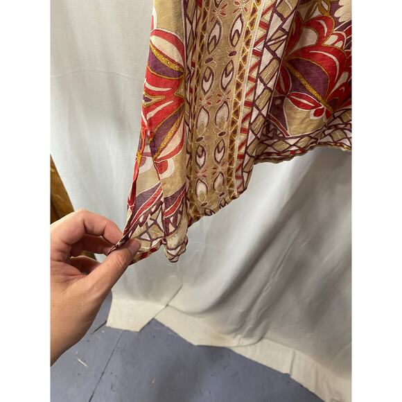 Talbots Silk Linen Geometric Medallion Print Tunic 3/4 Sleeve Lightweight 18W - Picture 6 of 8